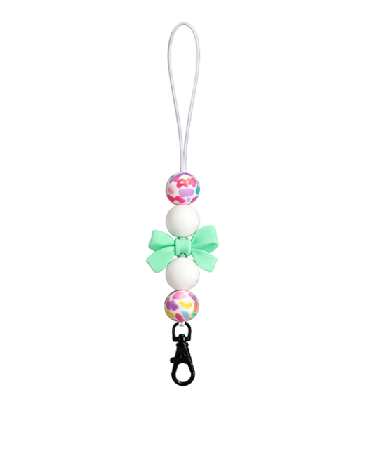 MINT BOW WITH FLORAL BEADS FRESHIE HANGER