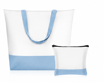 SKY BLUE TOTE BAG W/ COSMETIC BAG